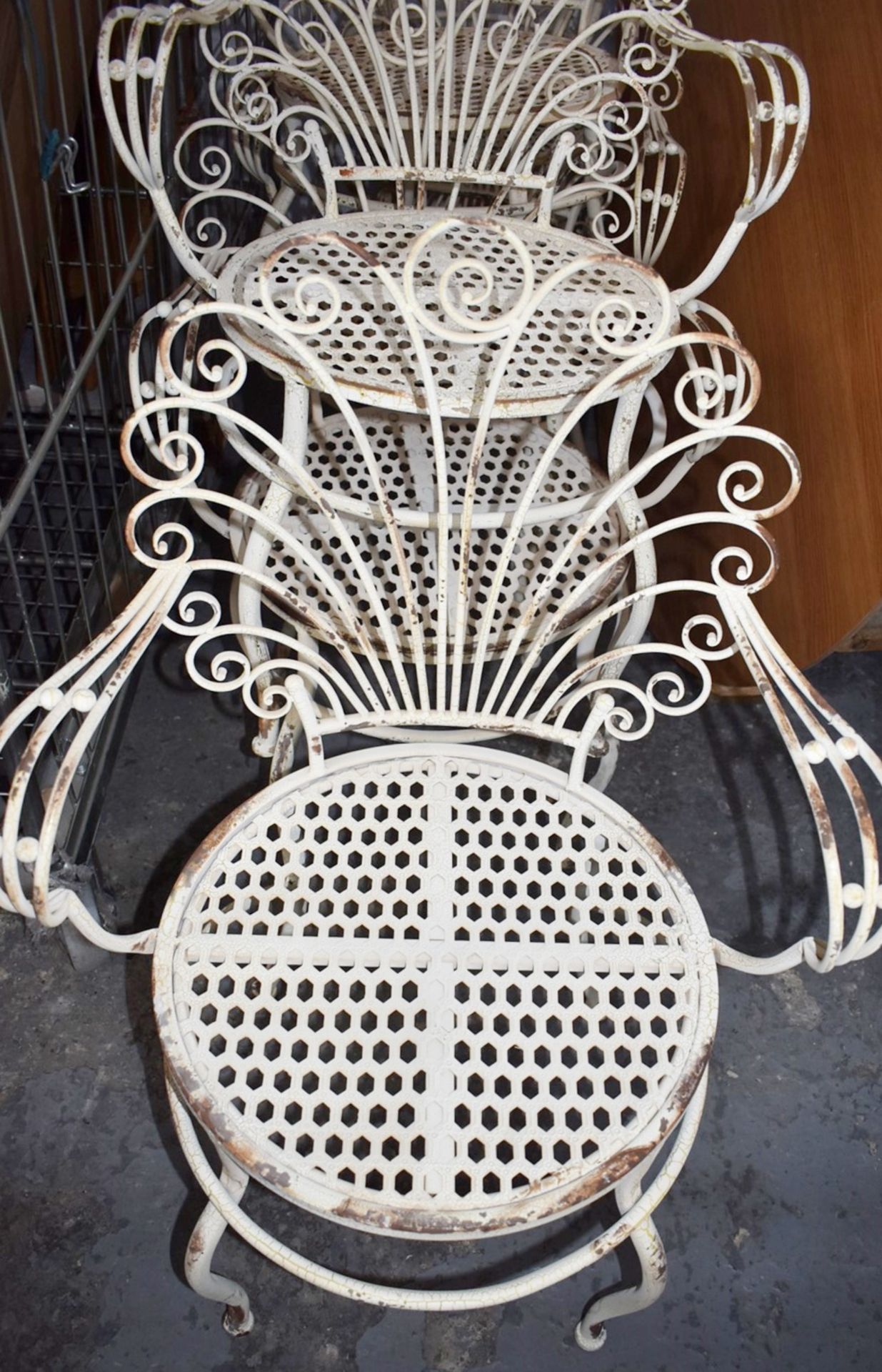 Set of 8 x French Shabby Chic Metal Chairs - Dimensions: - Ref: JP945 GITW - CL999 -  Location: - Image 9 of 15