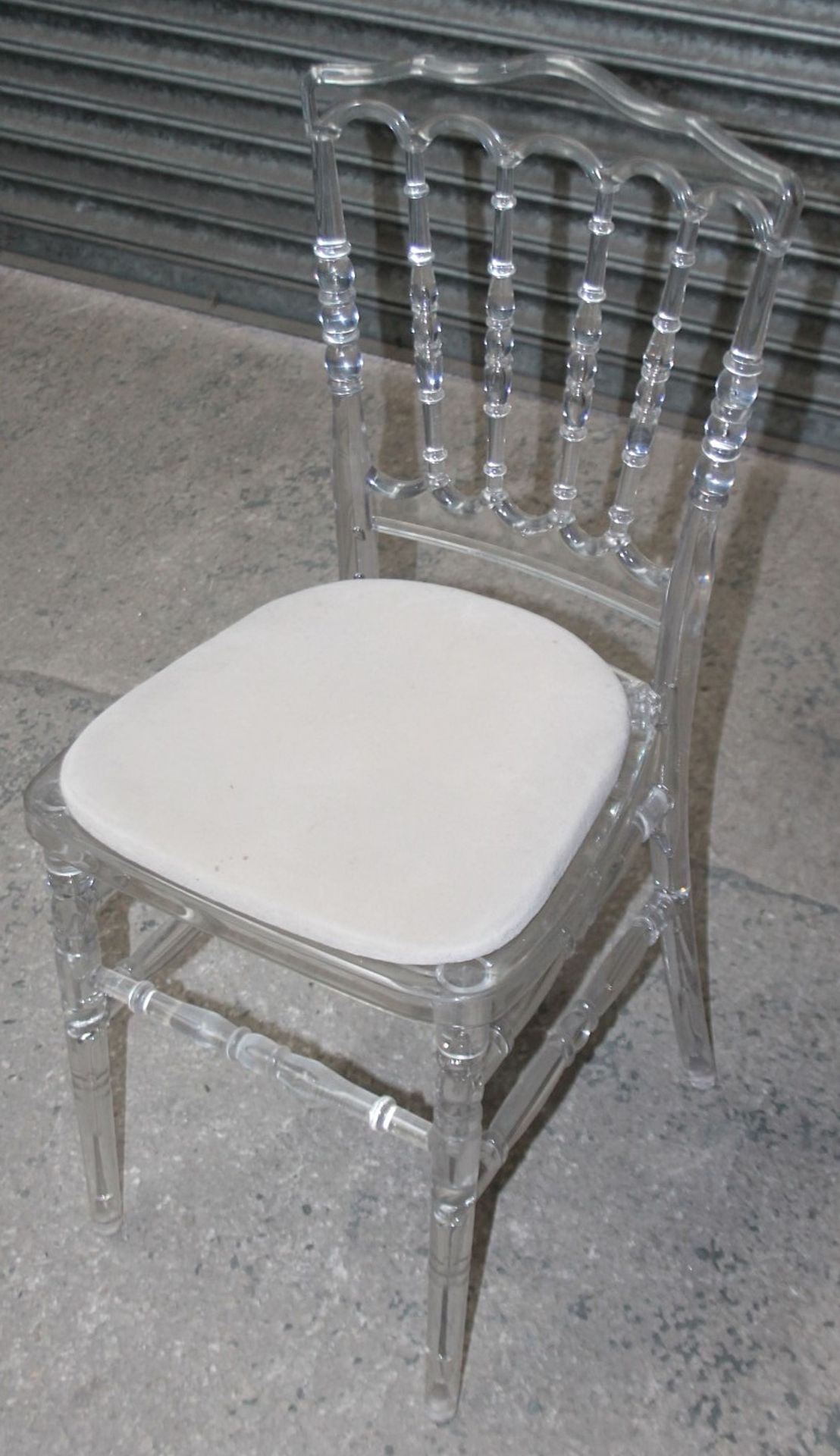 10 x Clear Acrylic Spindle Back Dining Chairs With Removable Seat Pads - Ref: HAS678A - CL011 / G-IT - Image 5 of 10