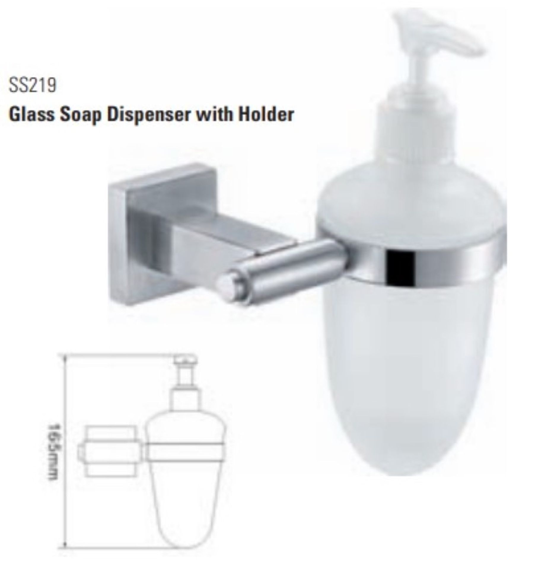1 x Stonearth Glass Soap Dispenser With Holder - Solid Stainless Steel Bathroom Accessory - New - Image 2 of 3