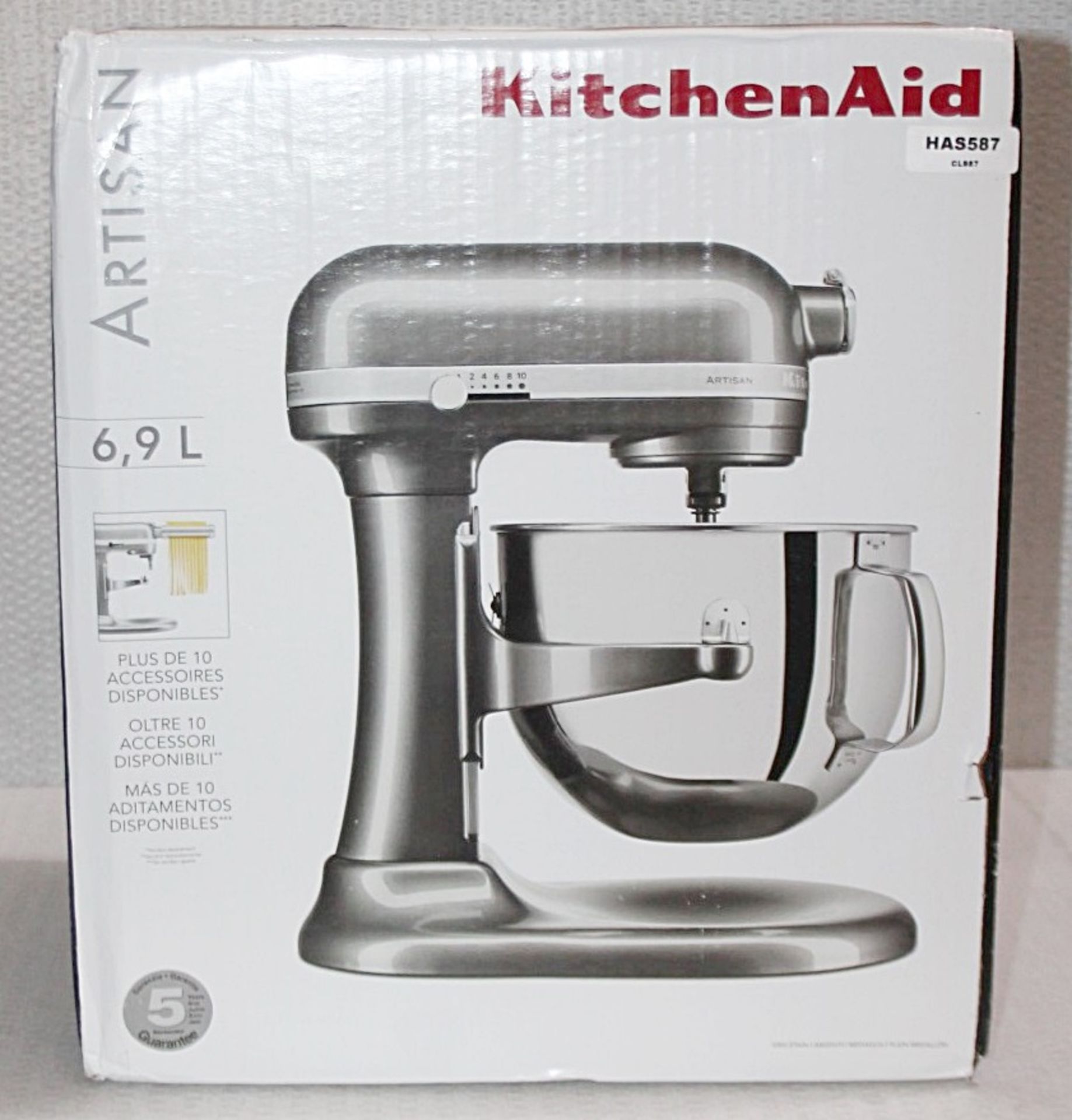 1 x KITCHENAID 'Artisan' Bowl-Lift Stand Mixer (6.9L) In Medallion Silver - Original Price £749. - Image 5 of 15