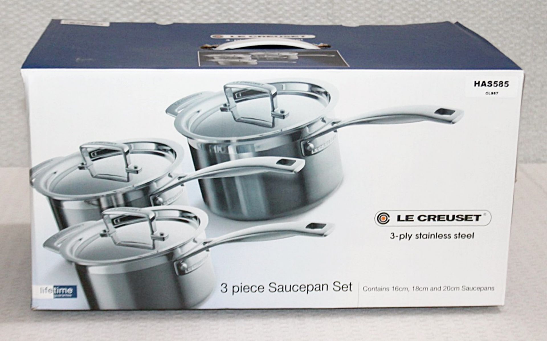 Set Of 3 x LE CREUSET 3Ply Stainless Steel Saucepans - Original Price £360.00 - Unused Boxed Stock - - Image 2 of 10