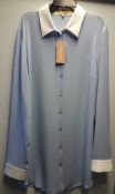 1 x Michael Kors Ice Blue Blouse - Size: 18 - Material: 100% Silk - From a High End Clothing