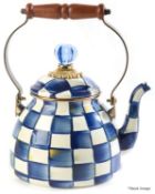 1 x MACKENZIE-CHILDS 'Royal Check' Hand-painted Tea Kettle - Original Price £153.00