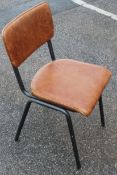 7 x Leather Upholstered Stackable Chairs With A Distressed Tan Aesthetic - Recently Removed From