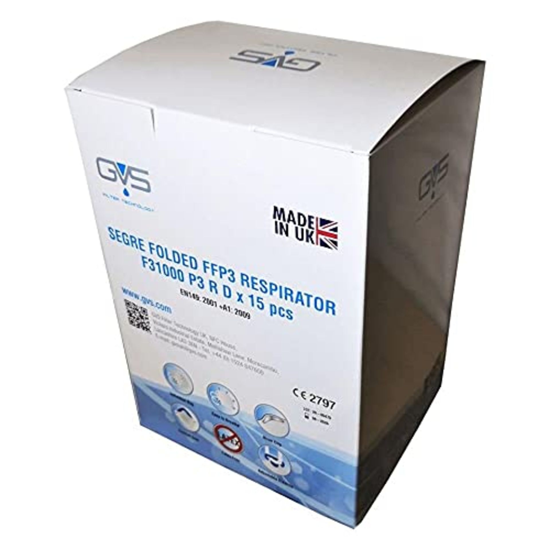 1,200 x GVS Resparitory Face Masks - FFP3 Folded and Adjustable Masks Individually Wrapped - Image 8 of 9