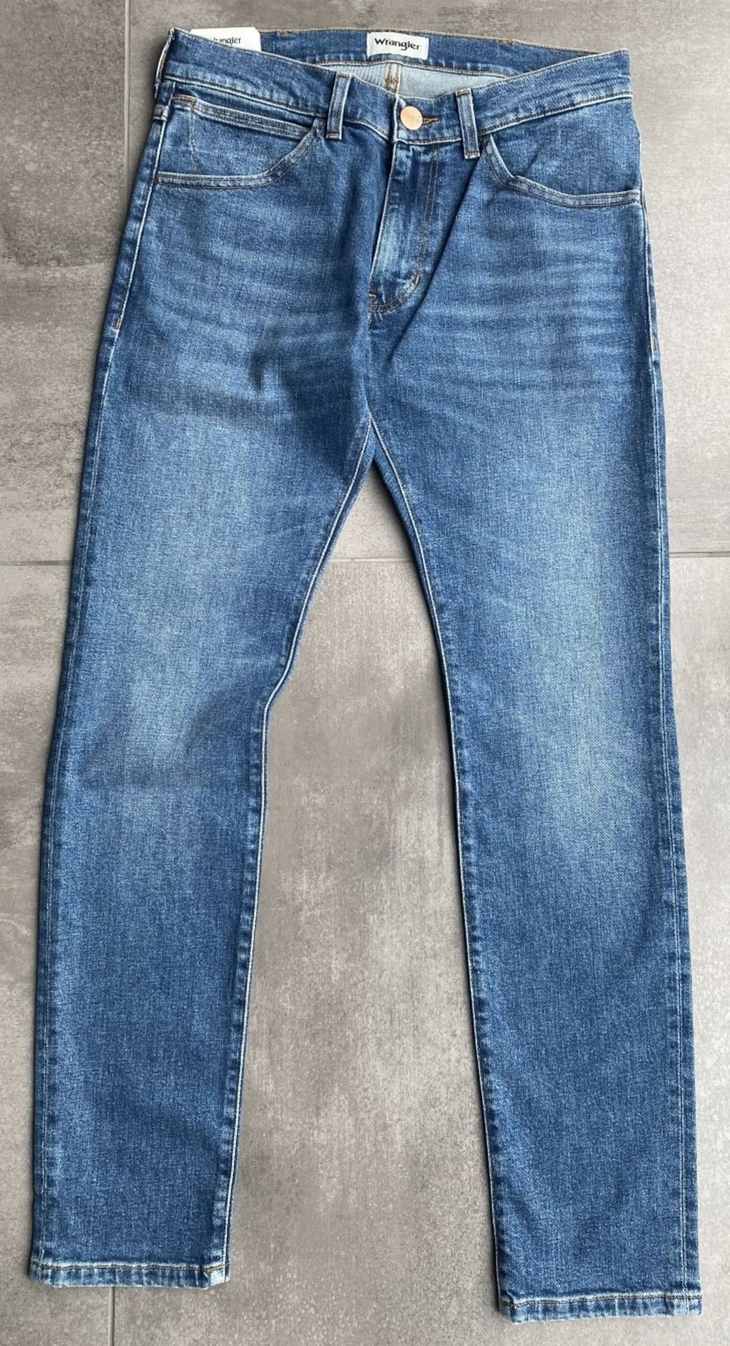 1 x Pair Of Men's Genuine Wrangler BRYSON Skinny Jeans In Blue - Size: UK 30/32 - Preowned, Like - Image 3 of 10