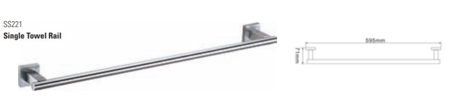 1 x Stonearth Single Towel Rack Rail - Solid Stainless Steel Bathroom Accessory - Brand New - Image 2 of 2