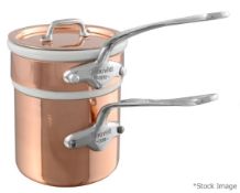 1 x Mauviel 1830 Copper Bain Marie With Porcelain Inserts - Original Price £299.00 - Dimensions (