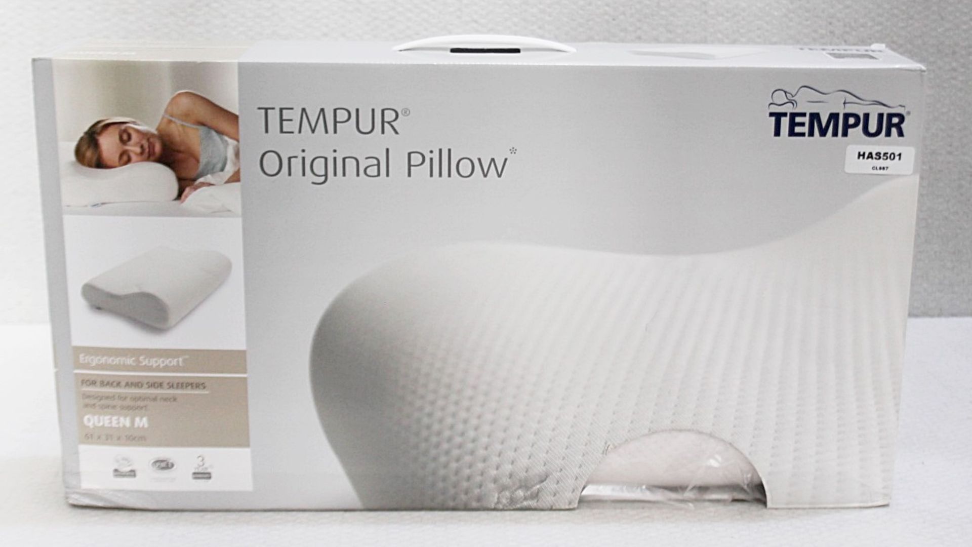 1 x TEMPUR Medium Original Pillow (31cm x 61cm) Original Price £105.00 - Unused Boxed Stock - Image 2 of 6