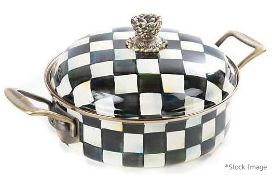 1 x MACKENZIE-CHILDS Courtly Check® Enamel 26cm Casserole Dish With Lid - Original Price £219.00 -