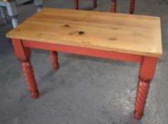 1 x Solid Wood Farmhouse Country Style Kitchen Dining Table With Barley Twist Legs and Two Tone