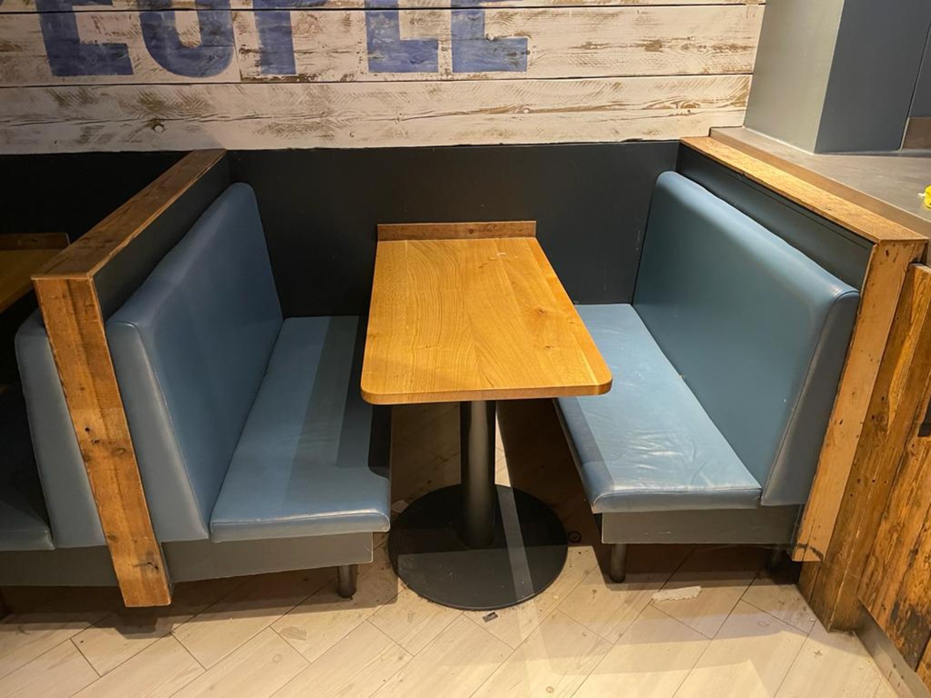 3 x Restaurant Leather Seating Booths With Oak Tables - Includes 6 x Seating Benches Upholstered