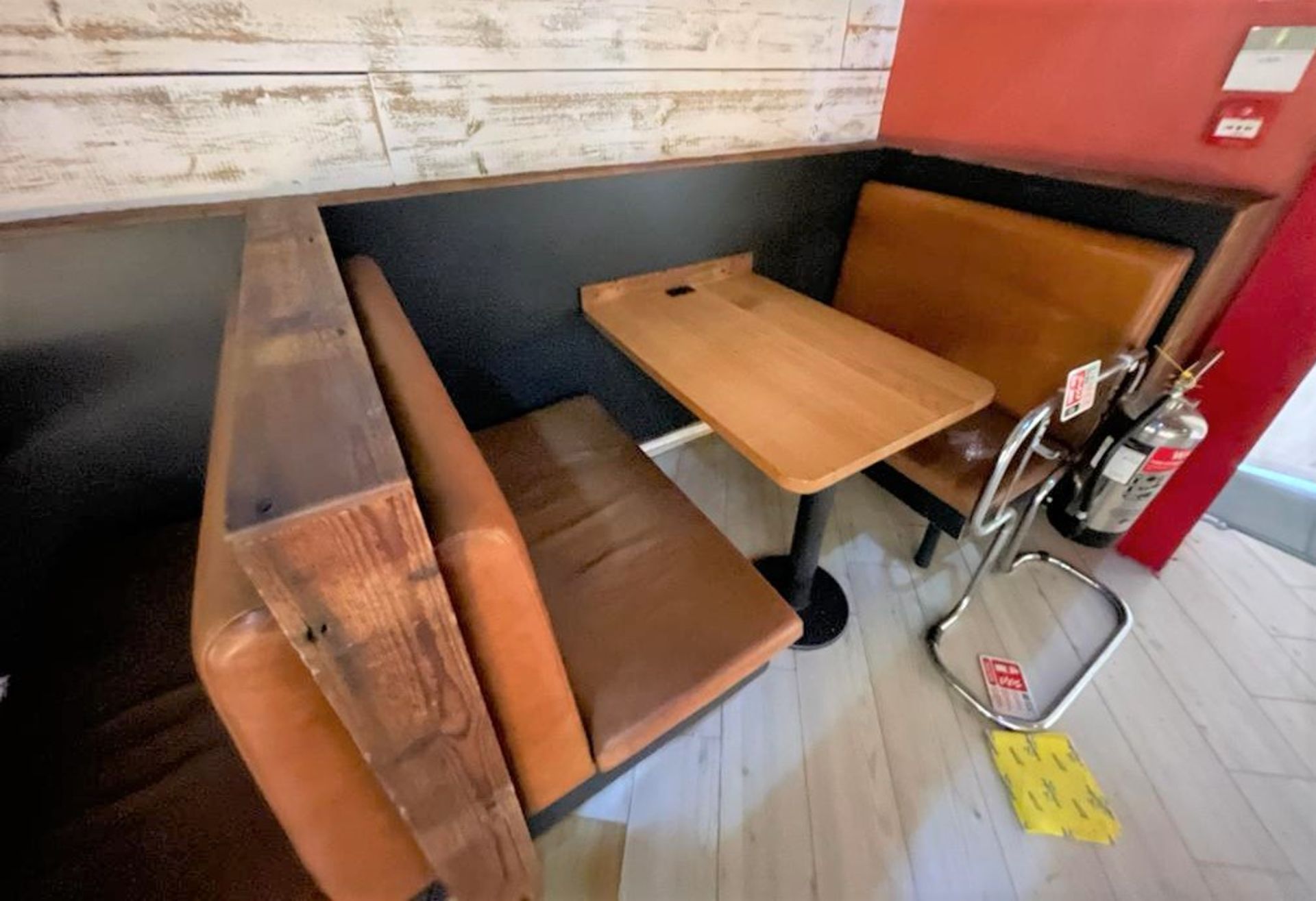 3 x Restaurant Leather Seating Booths With Oak Tables - Includes 4 x Seating Benches Upholstered - Image 2 of 4