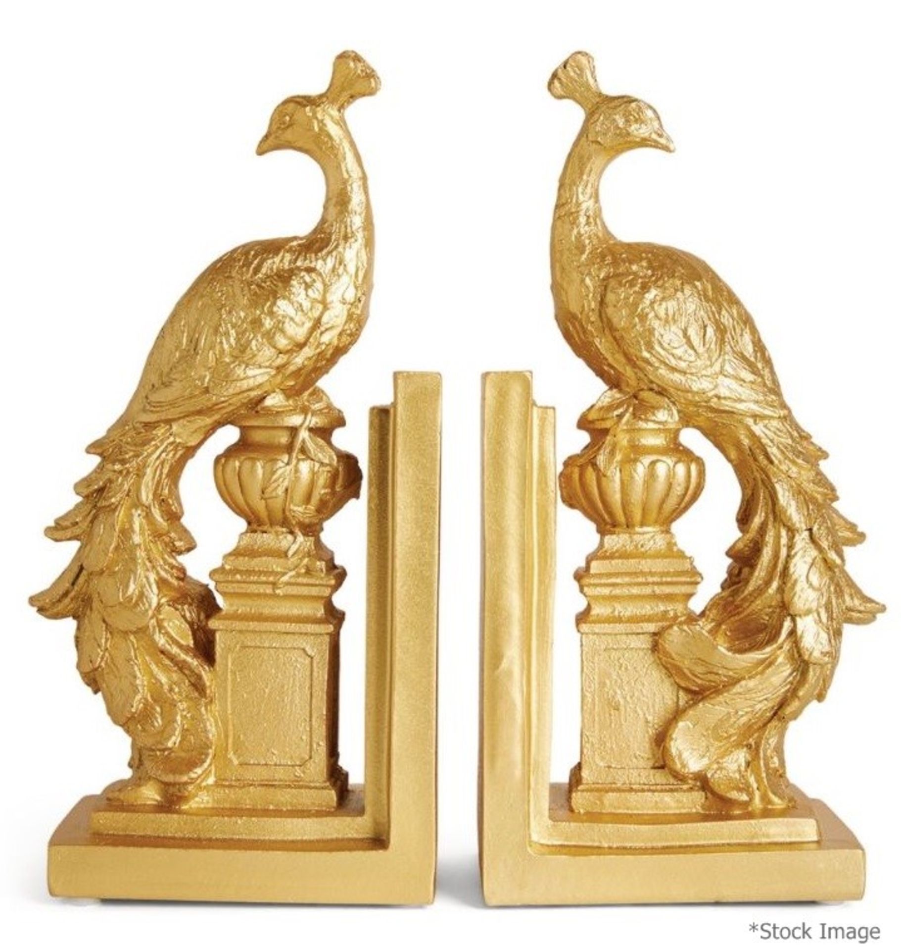 1 x GISELA GRAHAM Peacock Bookends (Set of 2) - Original Price £60.00 - Unused Boxed Stock - Ref: