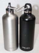 2 x PRADA Branded Borraccia Stainless Steel Thermal Bottles (500ml) - Ex-Display - Ref: HAS564/