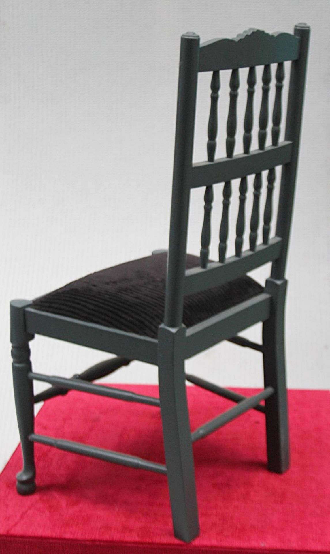 8 x Solid Wood Kitchen Dining Chairs In Grey With Upholstered Seats - NO VAT ON THE HAMMER - Image 2 of 6