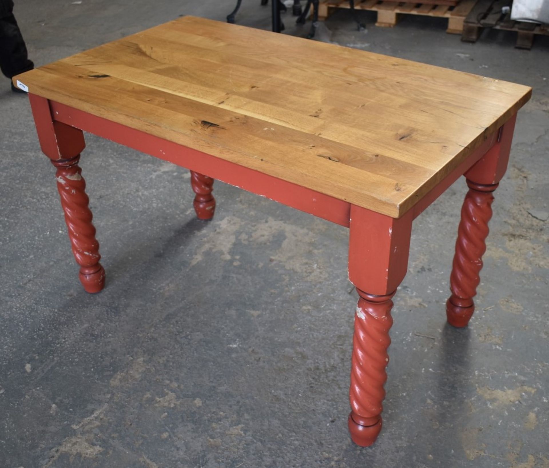 1 x Solid Wood Farmhouse Country Style Kitchen Dining Table With Barley Twist Legs and Two Tone