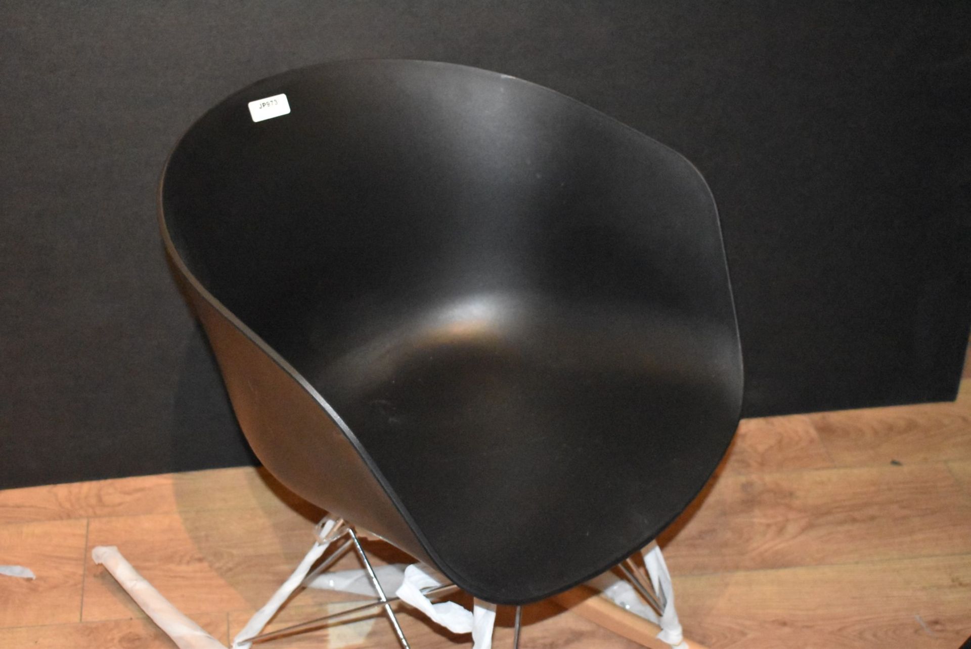 1 x Designer Inspired Rocking Tub Chair - Black ABS Plastic With Beech Rocking Base - New and Unused - Image 3 of 3