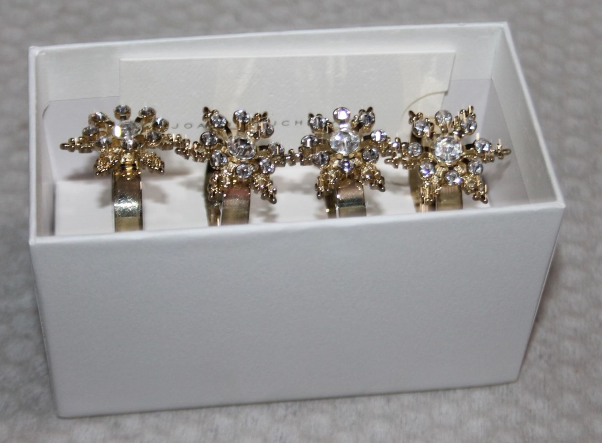 Set of 4 x JOANNA BUCHANAN Designer 'Classic Snowflake' Crystal Napkin Rings (Set of 4) - Original - Image 2 of 4
