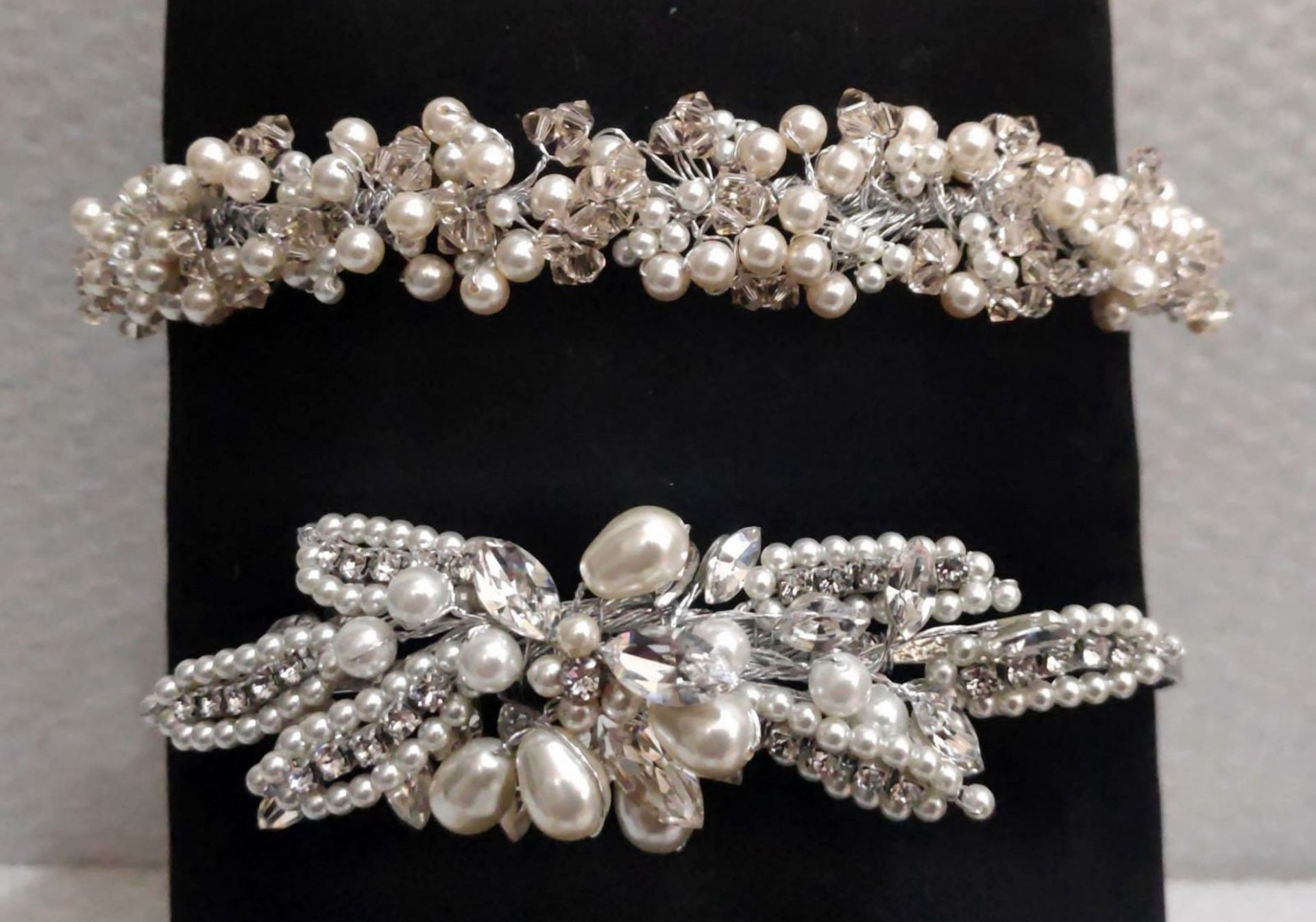 Lot of 2 x LIZA DESIGNS Silver and Pearl Tiaras, Both With Swarovski Elements - New/Unused Stock - Image 2 of 5