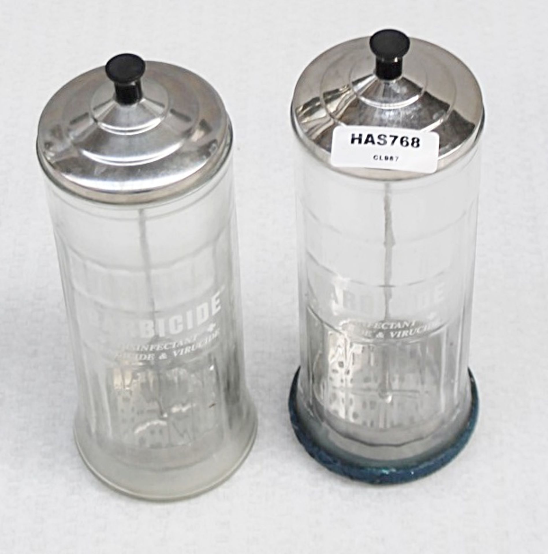 2 x Barbicide Jars - Dimensions: H28 x Ø10cm - Recently Removed From A Boutique Hair Salon - Ref: - Image 2 of 3