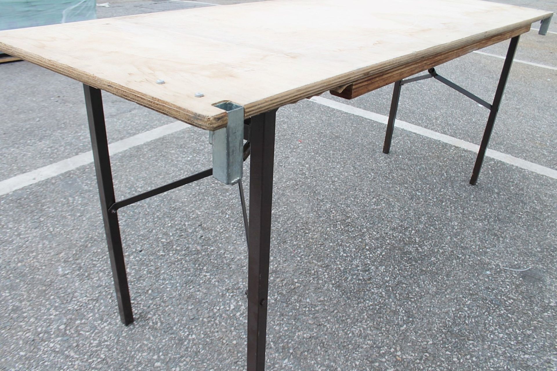 1 x Folding 6ft Wooden Topped Rectangular Trestle Table - Recently Removed From A Well-known - Image 3 of 6