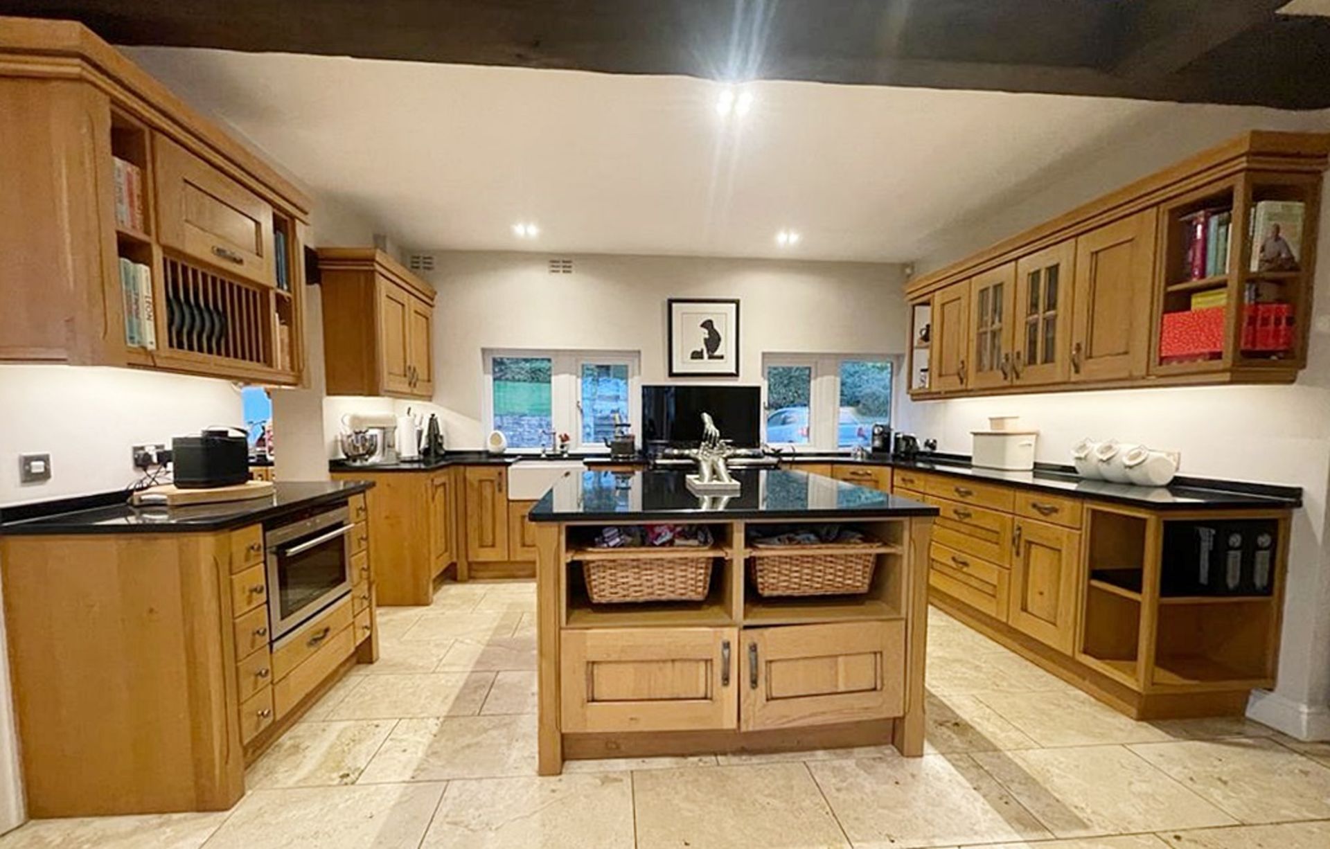1 x Bespoke Fitted Solid Oak Kitchen With Black Granite Worktops, Central Island, Attached Dining - Image 2 of 65