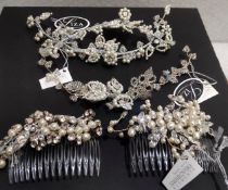 Lot of 4 x Silver & Pearl Bridal Hair Accessories / Fascinators Featuring Swarovski Elements