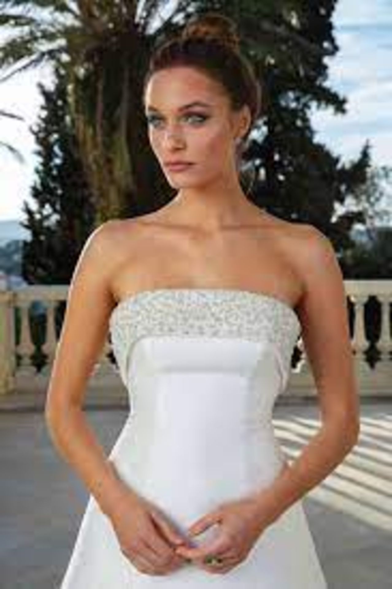 1 x Justin Alexander Designer Mikado Wedding Dress With Beaded Cuff Neckline - Size 18 - RRP £1,600 - Image 3 of 4