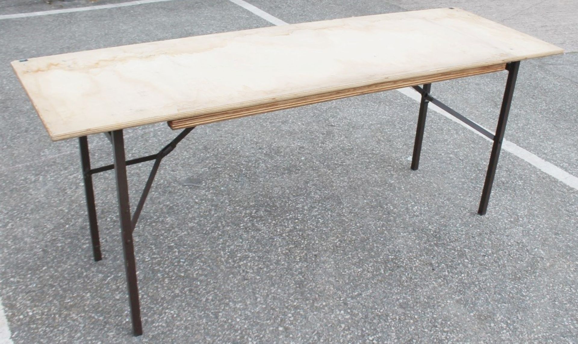 1 x Folding 6ft Wooden Topped Rectangular Trestle Table - Recently Removed From A Well-known - Image 5 of 6