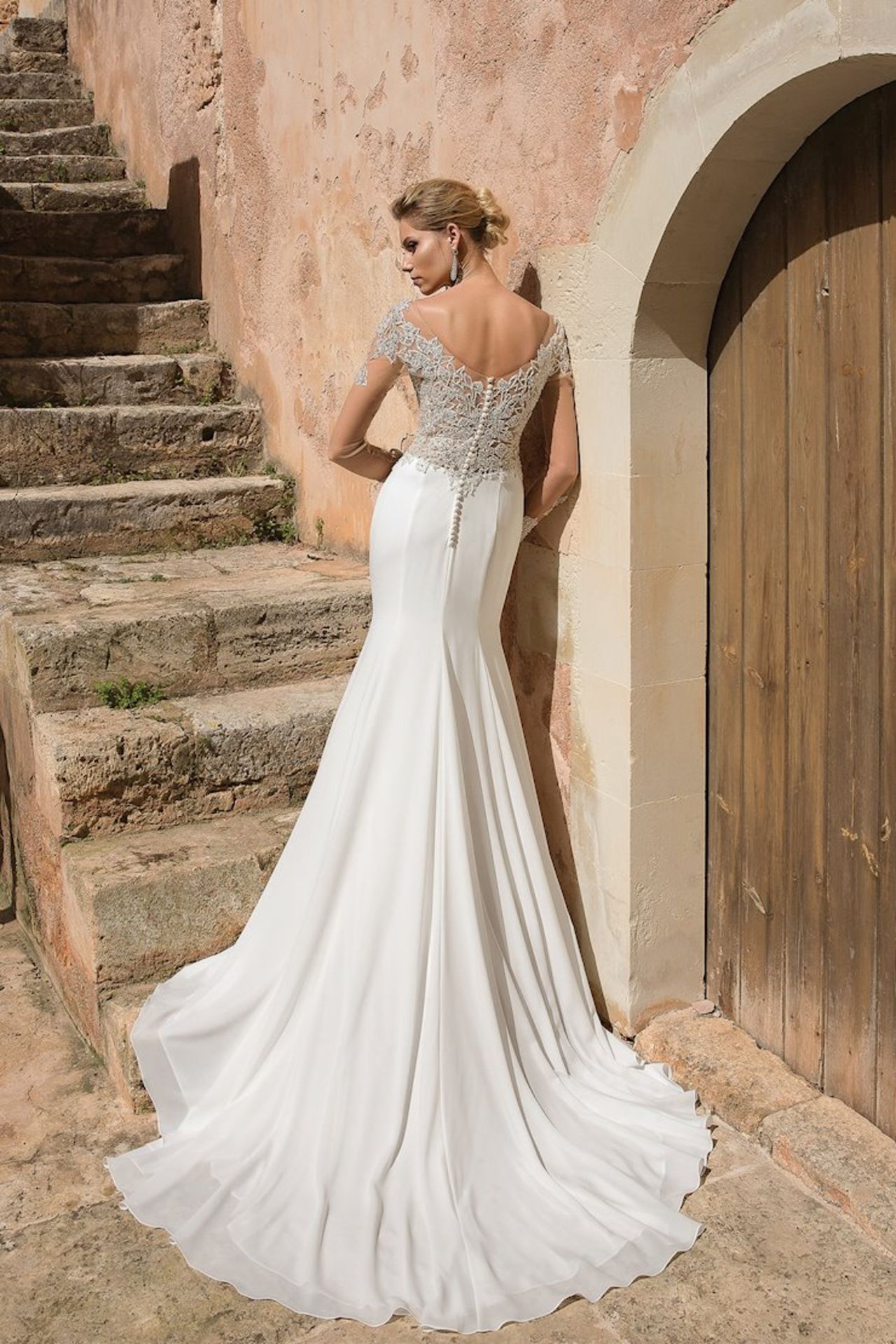 1 x Justin Alexander - Intricately Beaded Long Sleeve Fit & Flare Bridal Gown - Size 12 - RRP £1,550 - Image 3 of 7