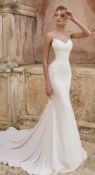 1 x Justin Alexander Fit & Flare Wedding Dress With Illusion Cutout Sides - Size 12 - RRP £1,180