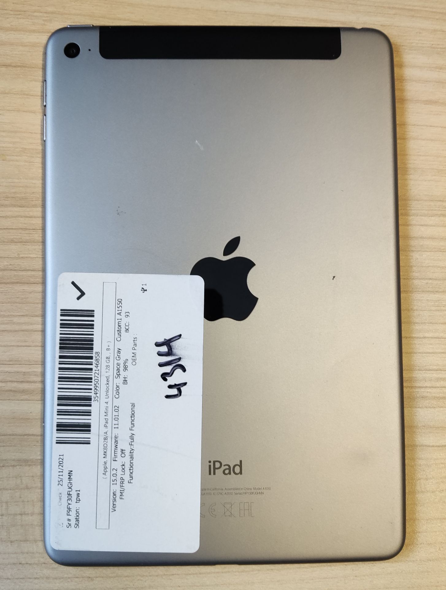 1 x Refurbished iPad Mini 4 Cellular And Wi-Fi 128GB - Ref: 4314 - CL719 - Location: Altrincham WA14 - Image 2 of 3