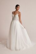 1 x Justin Alexander 'Cady' Designer A-Line Wedding Dress with Beaded Bodice - Size 12 - RRP £1,855