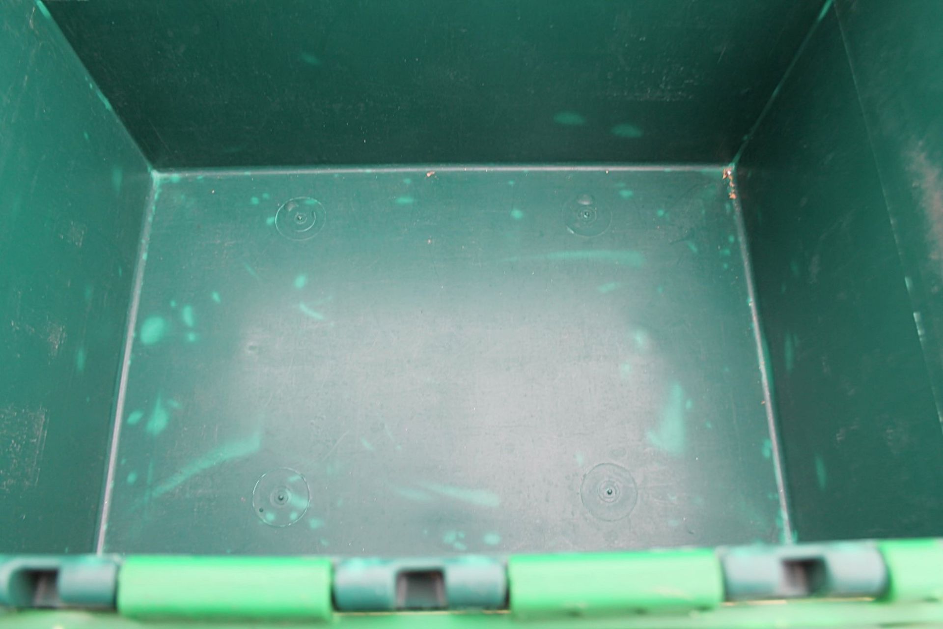20 x Robust Green Plastic Secure Storage Boxes With Attached Hinged Lids And Deep Storage - - Image 6 of 7
