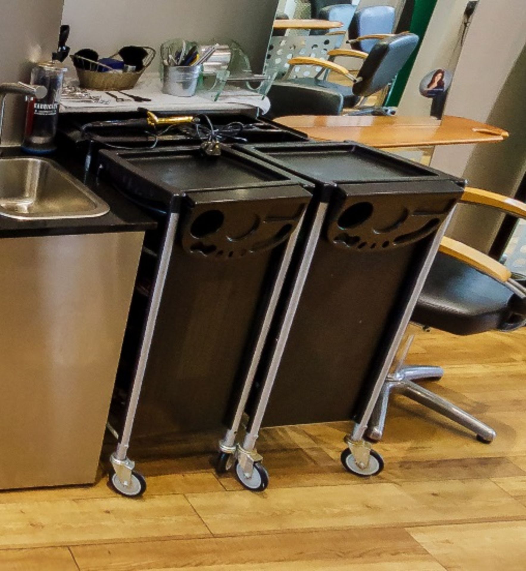 4 x Items Of Salon Furniture Including A Pair Of Stylists Trolleys, Table and Stool  - Recently - Image 3 of 11