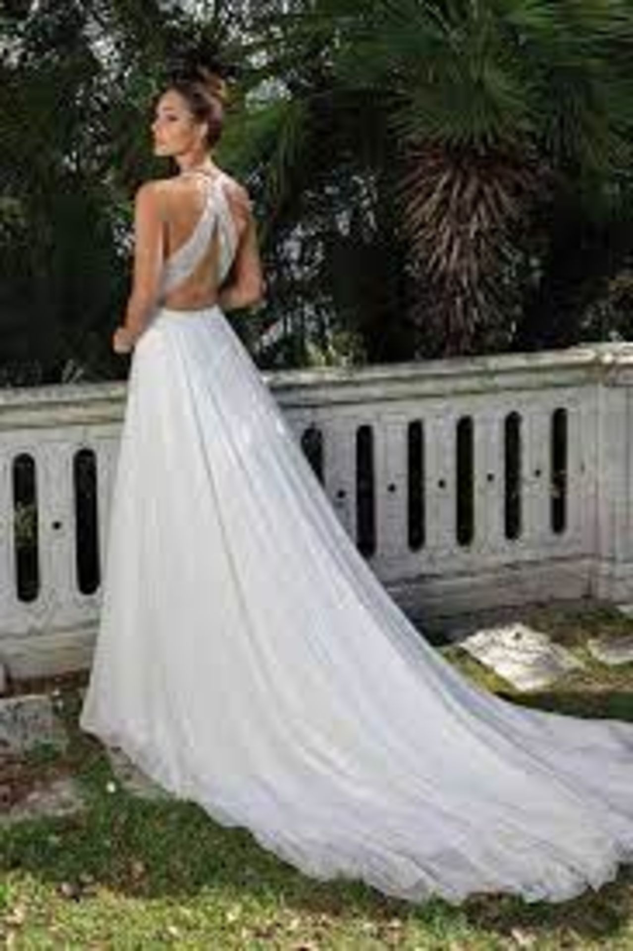 1 x Justin Alexander Chiffon V-neck, A-Line Beaded Bridal Gown Wedding Dress - Size 12 - RRP £1,495 - Image 7 of 7