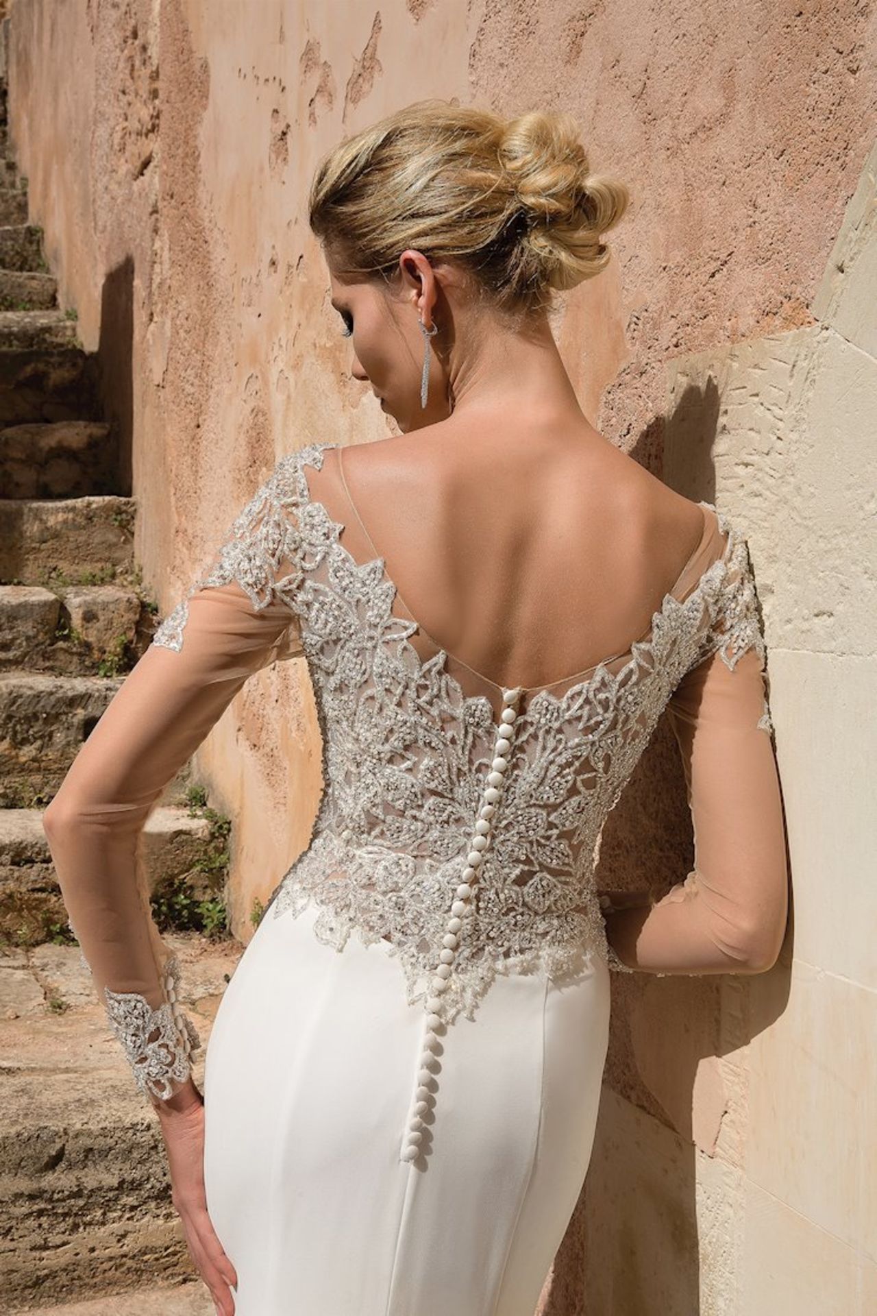 1 x Justin Alexander - Intricately Beaded Long Sleeve Fit & Flare Bridal Gown - Size 12 - RRP £1,550 - Image 6 of 7