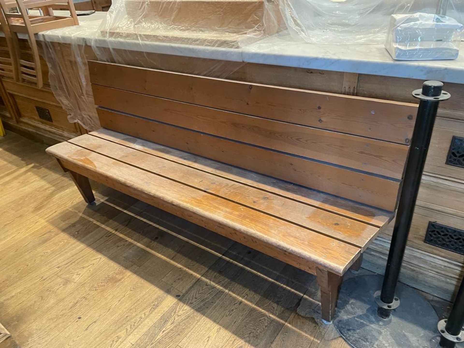 1 x Rustic Restaurant Seating Bench - Recently Removed From a Restaurant Environment - Image 2 of 6