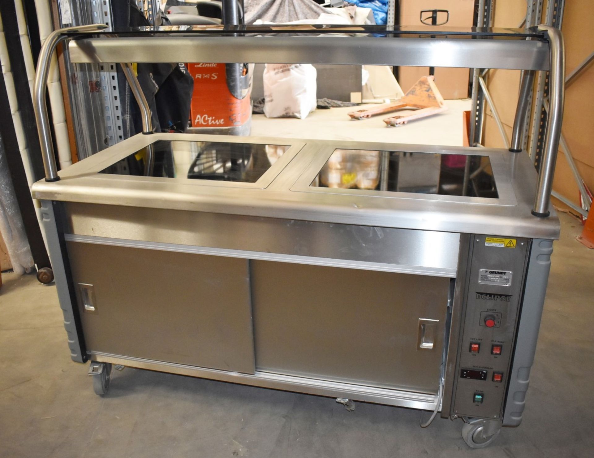 1 x Grundy Commercial Carvery Unit With Twin Hot Plates, Overhead Warmer and Plate Warming Cabinet