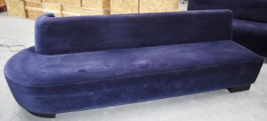 1 x Nomad Designer Sofa With Purple Velvet Upholstery and Left Side Curved Scroll End