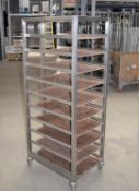 1 x Mobile Bakers Trolley With Ten Perforated Baking Trays