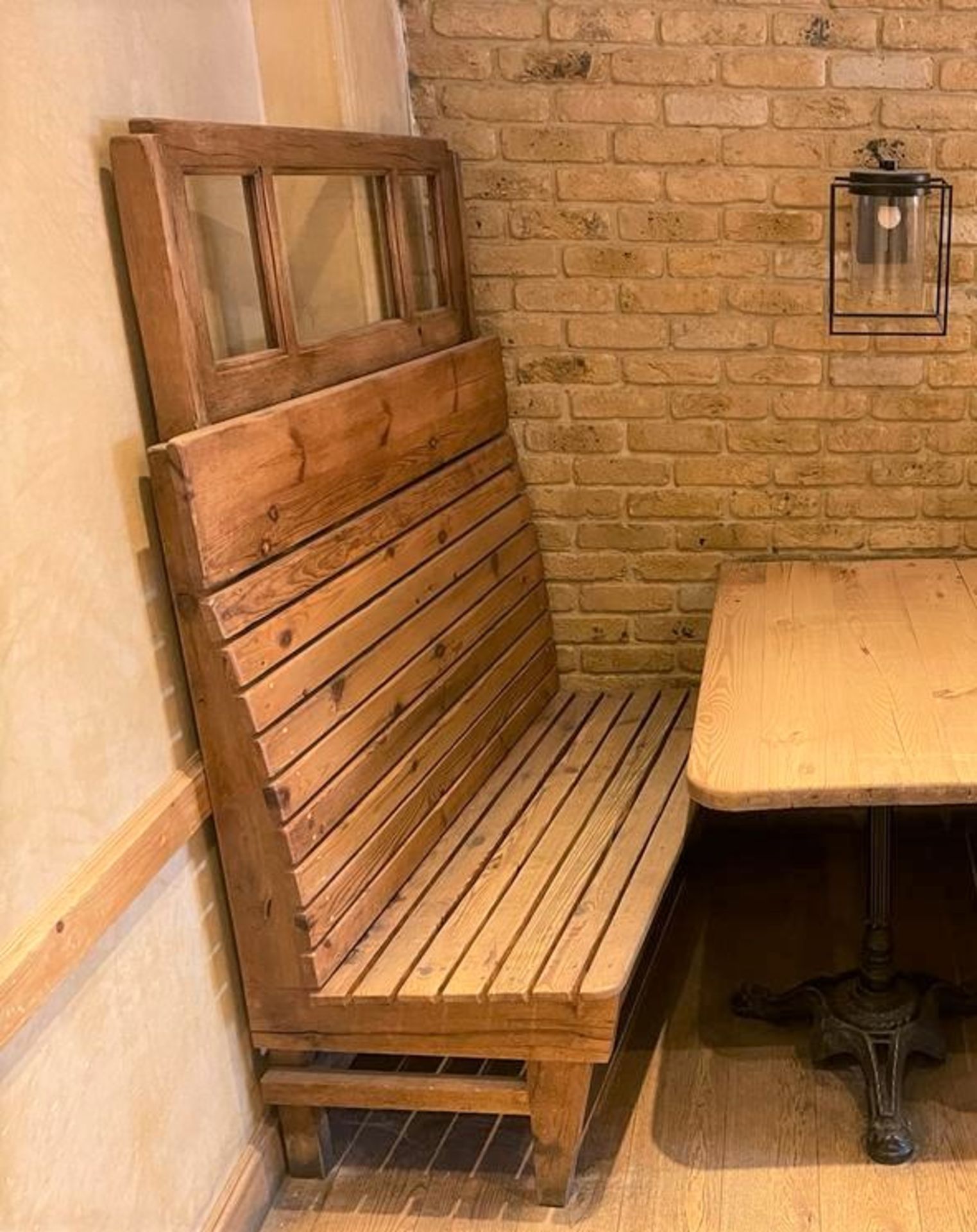 1 x Rustic Restaurant Seating Bench With Top Glass Partition - Image 3 of 8