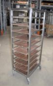 1 x Mobile Bakers Trolley With Ten Perforated Baking Trays