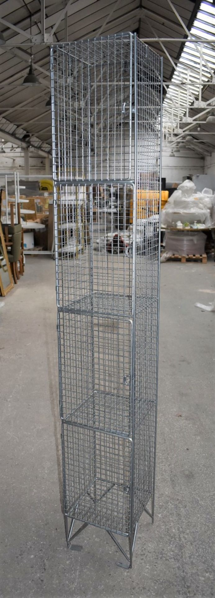 1 x Wire Mesh Cage Lockers With Four Locker Compartments - Dimensions: H193 x W30 x D32 cms - Ref: - Image 7 of 11