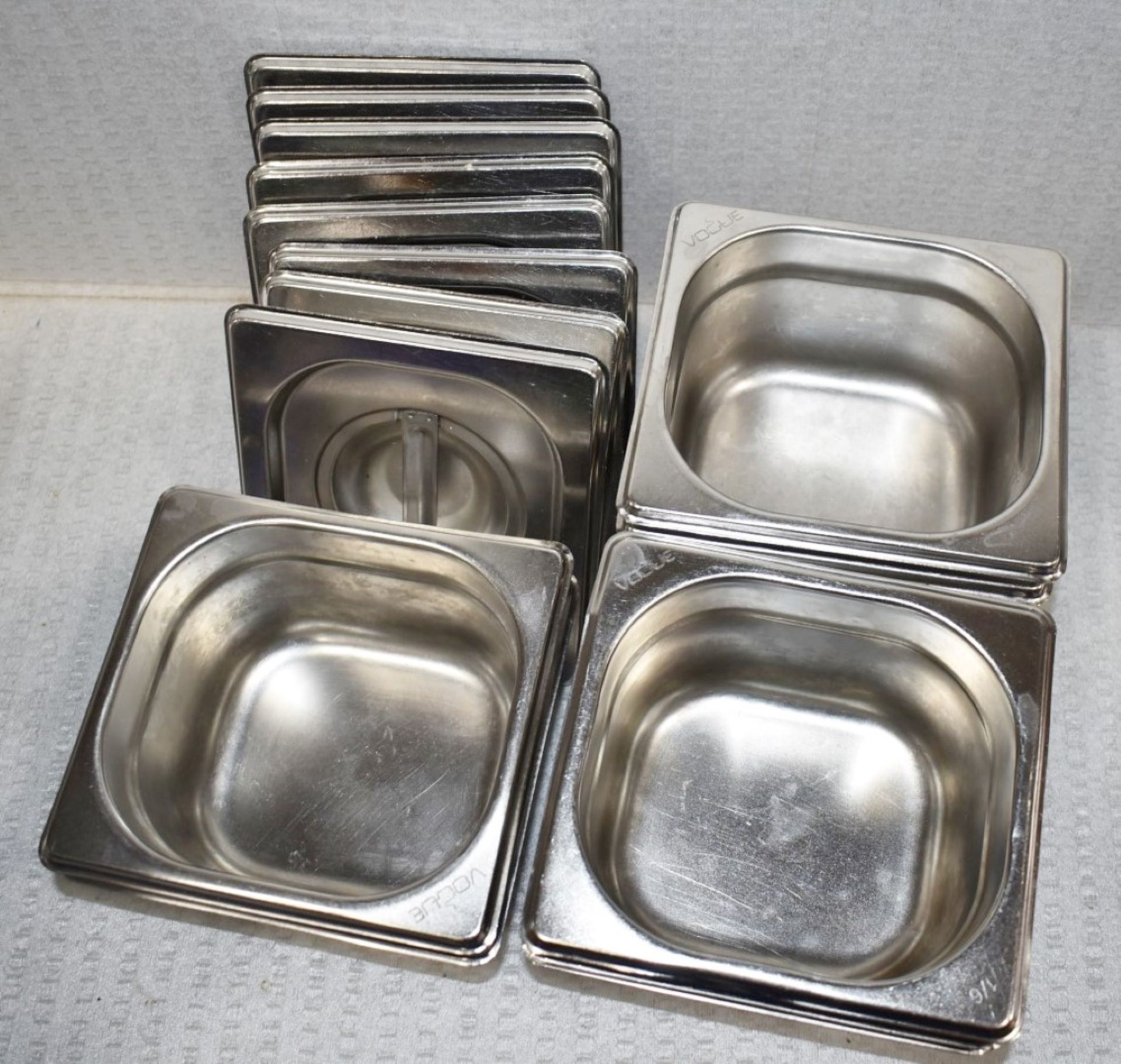 8 x Vogue Stainless Steel 1/6 Gastronorm Pans With Lids - Size: H10 x W16 x L17 cms - Recently - Image 3 of 4