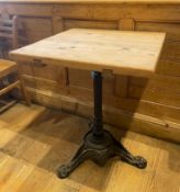 4 x Restaurant Dining Tables With Cast Iron Ornate Bases and Rotating Solid Wood Tops