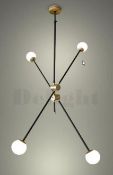 2 x Hand Made 'Pivot' Suspension LED Ceiling Lights With Opal Glass Shades By Delight Lighting