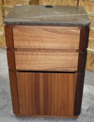 1 x Restaurant Epos Service Station With a Walnut Finish, Marble Worktop, Drawers and Cable Port