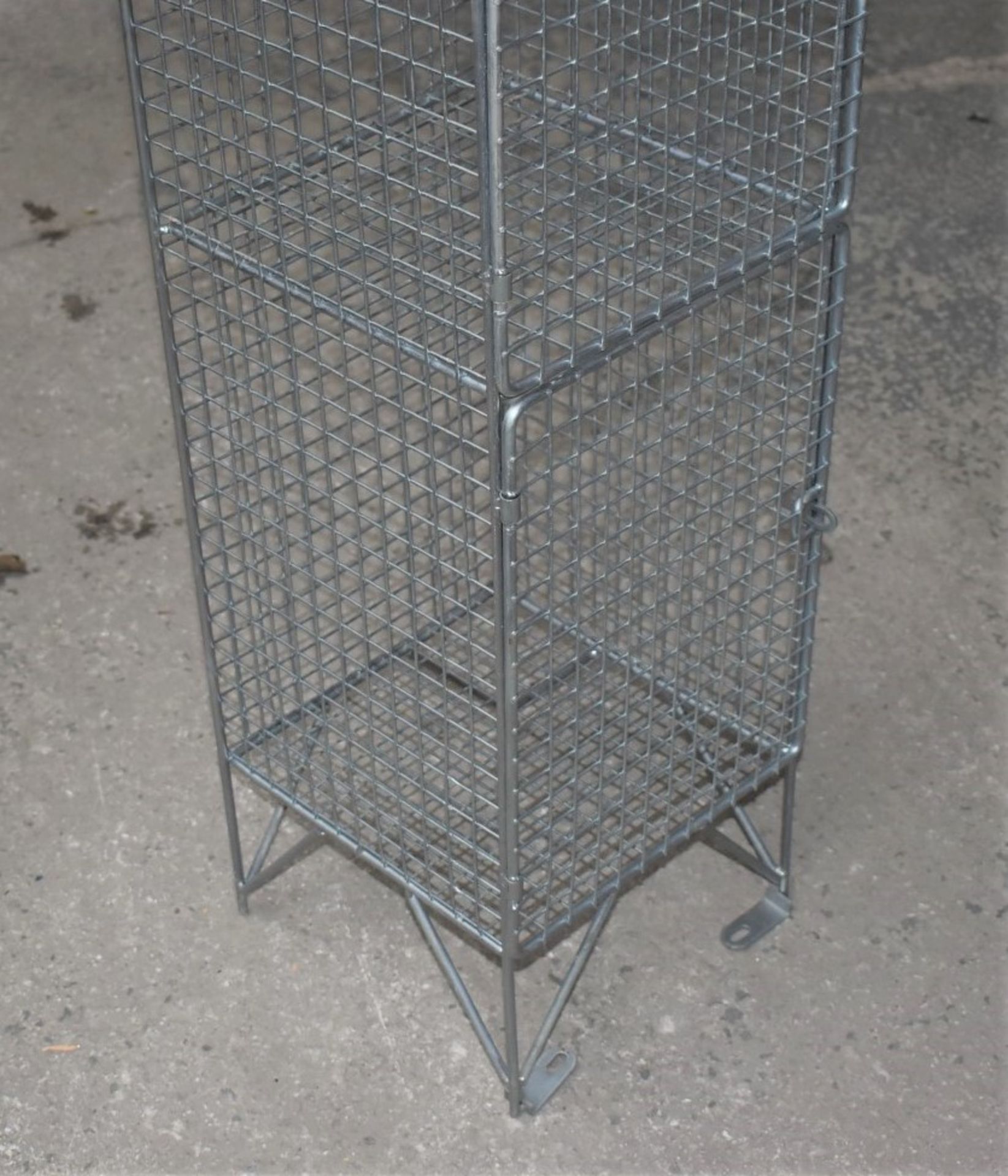 1 x Wire Mesh Cage Lockers With Four Locker Compartments - Dimensions: H193 x W30 x D32 cms - Ref: - Image 8 of 11